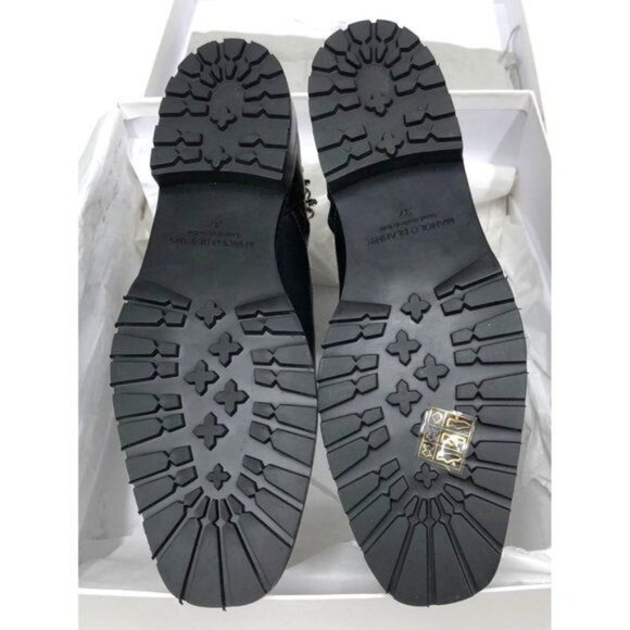 Manolo Blahnik Black Leather Ankle Boots With Silver Chain 7.5 - Picture 8 of 16